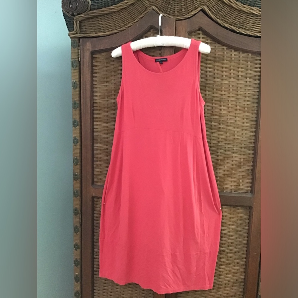Eileen Fisher Classic style Sleeveless Coral Shift Dress